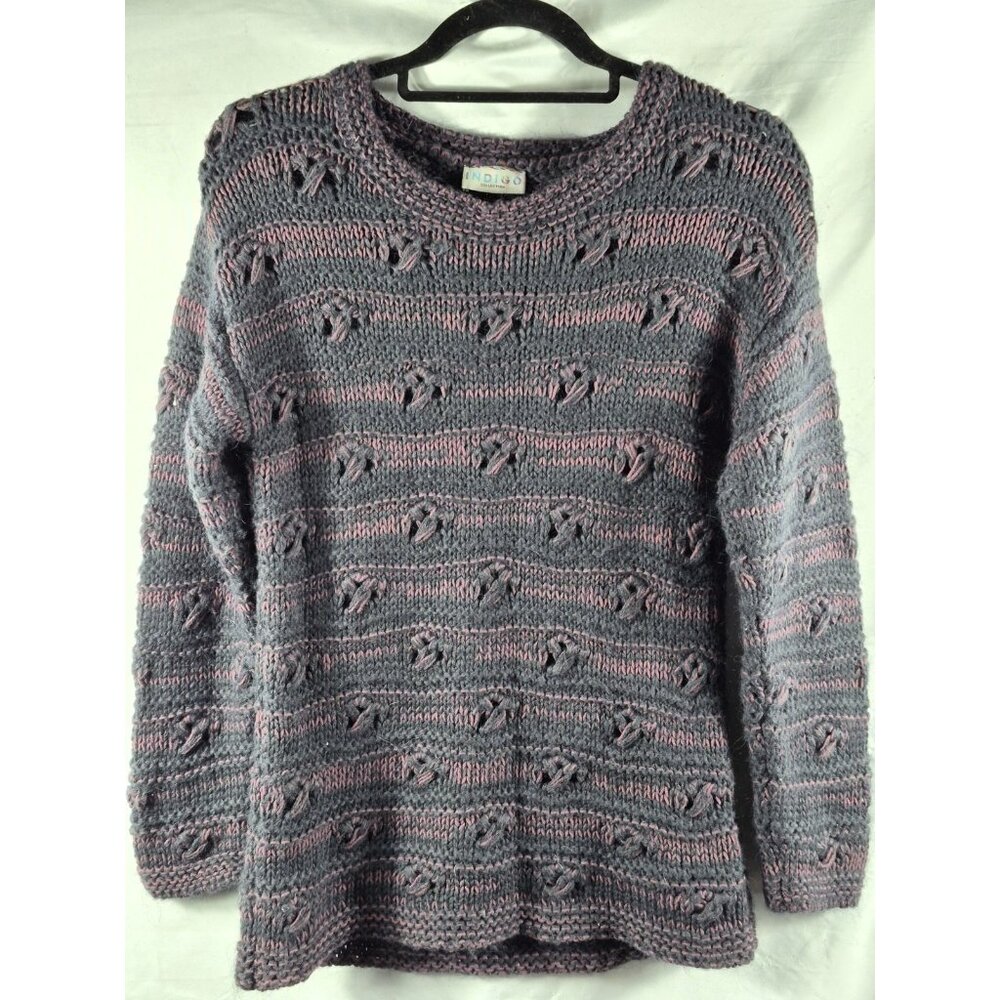 Indigo Collection Women's Purple Wool Mohair Blend Pullover Sweater Size S/M